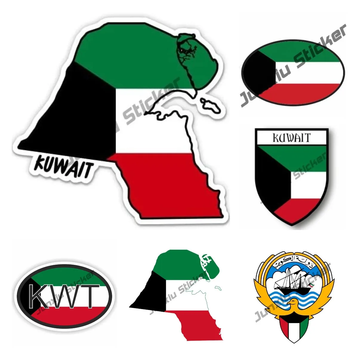 Car Accessories Kuwait - Kuwait Map dengan Bendera Stiker Vinil