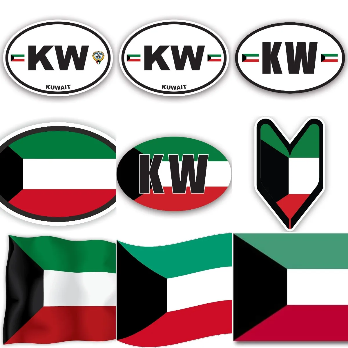 Car Accessories Kuwait - Stiker PVC Kreatif Lambang Bendera Kuwait