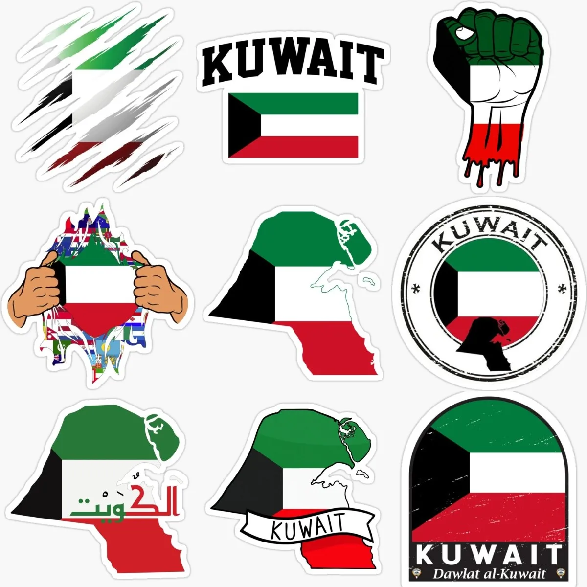 Car Accessories Kuwait - Stiker PVC Kreatif Lambang Peta Bendera
