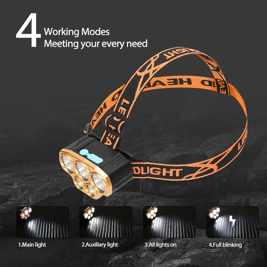 Senter Kepala 5 LED Isi Ulang  - Led Headlight Bulbs ulasan dan harga