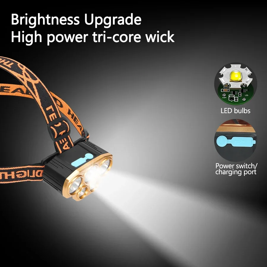 Senter Kepala 5 LED Isi Ulang  - Led Headlight Bulbs ulasan dan harga